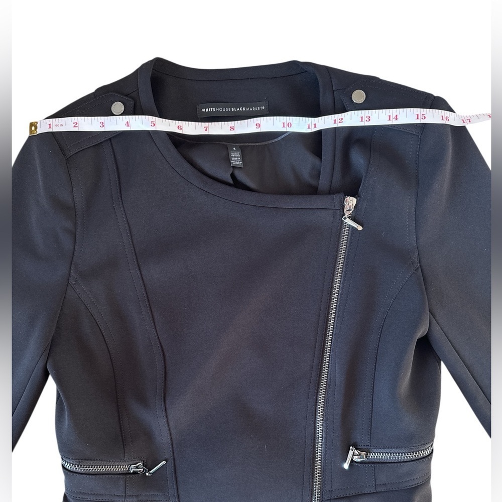 White House Black Market Black Peplum Moto Jacket Size 4 - Picture 15 of 16